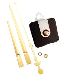 Dhorcas (#03G) Quartz Clock Movement Kit for Replacement, 1/4" Threaded Motor, a hanger and Long GOLD 6" Hands (1/4" thread shaft motor with hanger)