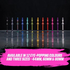 Muc-Off Tubeless Valves V2 – 44mm Black | 4X 7075 Aircraft-Grade Aluminium Presta Valves with Core Removal Tool | 44mm / 60mm / 80mm - 10 Anodised Color Options | Fits MTB, Gravel & Road