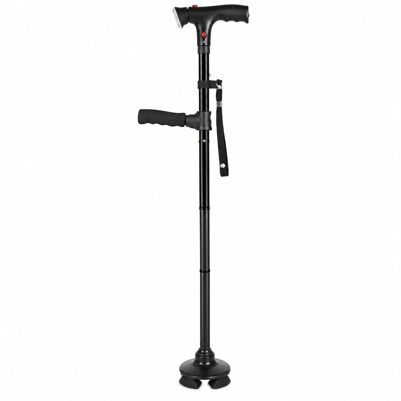 Folding Walking Cane for Seniors with LED Light, Alarm &