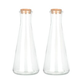 Magic Season Decorative Glass Bottles with Cork Stoppers (12 fl oz. Tapered Bottles / 2 Pcs)