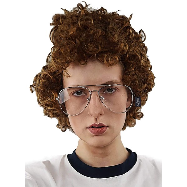 ALLAURA ALLAURA Napoleon Pedro Brown Afro Nerd Wig + Glasses