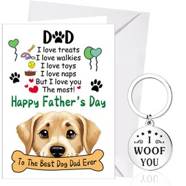 XINDY Fathers Day Card from The Dog, Dog Dad Fathers Day Card Keyring Dog Dad Gifts Father's Day Gifts from Dog