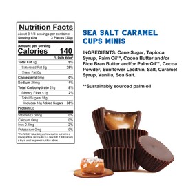 Free2b Sea Salt Caramel Mini Cups, Safe for School and Allergy Friendly - Gluten-Free, Dairy-Free, Nut-Free, and Soy-Free - Dark Chocolate, 3.5 oz Resealable Bag