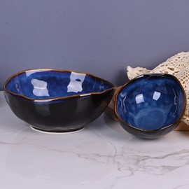 6" Blue Ceramic Decorative Bowl, Entryway Table Decor Pottery Key Bowl, Candy Dish, Salad Bowl, Blue Decor Small Jewelry Trinket Dish for Bedroom, Centerpiece, Bedside Table, Living Room Decor