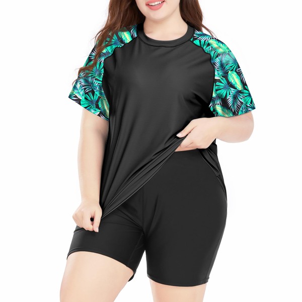 Davena Plus Size Rash Guard for Women 2 Piece Big