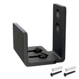 SMARTSTANDARD Adjustable U Shape Barn Door Floor Guide, Wall Mounted Flexible Flush Bottom Guide, Sturdy Steel Material, Black