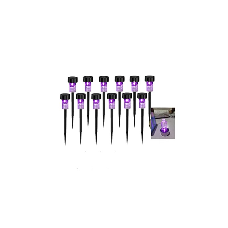 NEWOTE 12PCS Purple LED Outdoor Lights Plastics Garden Solar Powered