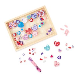 Melissa & Doug Created by Me! Set de Cuentas de Corazones para Hacer Joyería, Juguete de Madera, Cuentas y Abalorios, Artes y Manualidades para Niños (Más de 120 Cuentas, 5 Cordones)