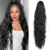 XFSRG Long Ponytail Hairpiece Extensions, Wavy Curly Hair Extension, Synthetic