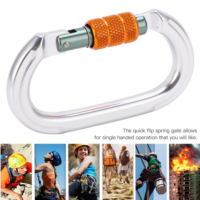 Locking Carabiner Clip Aluminum Alloy Oval Locking Heavy Duty Carabiner