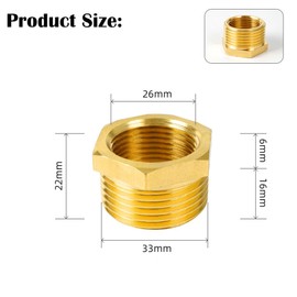 Brass Reducer 1 to 3/4 Inch Adapter (AG Diameter 32 mm x Inner Thread Diameter 25 mm), Male Thread to Female Thread Nipple, Thread Fitting for Industry, Sanitary, Water, Drain, Sewage, Pack of 4