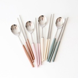 2+2 Kamome Kitchen Pastel Cutlery Set 4 Colors / 2+2 카모메키친 파스텔로 수저세트 4컬러