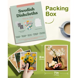 Miss Adola Swedish Dishcloths for Kitchen Reusable Swedish Cloths for Washing Dishes Absorbent Fast Drying Cleaning Swedish Sponge Cute Pattern Decorate 6Pack Washable Swedish Towels, Floral Cat