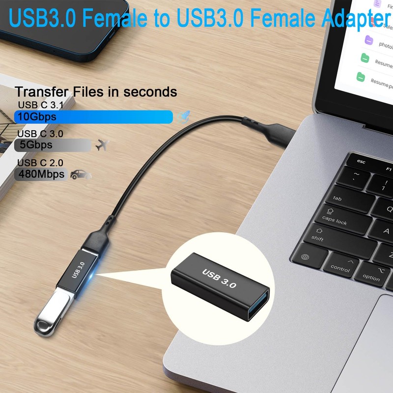 QIANRENON USB 3.0 Female to USB 3.0 Female Adapter Coupler