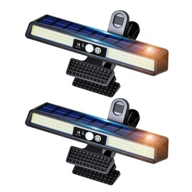 LIFENGSOLER 102LEDs Clip on Solar Lights Outdoor, 500LM Bright Solar Motion Lights Outdoor Waterproof, 6000K Security Solar Lights for Chain Link Fence Gutter Garage Camping (2P)