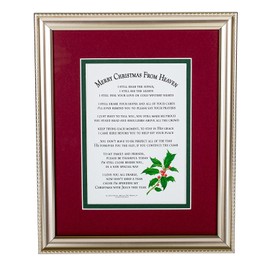 Merry Christmas from Heaven Elegant Frame - Religious Memorial Bereavement Sympathy Poem in a Antique Silver/ Pewter Patina Picture Frame 8”x10”