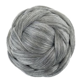 IMISSU Large Size Dancer Braided Chignon Hair Cover Donut Hairpieces Scrunchie Hair Bun Wig Updo on Wedding Party (M3 Grey)