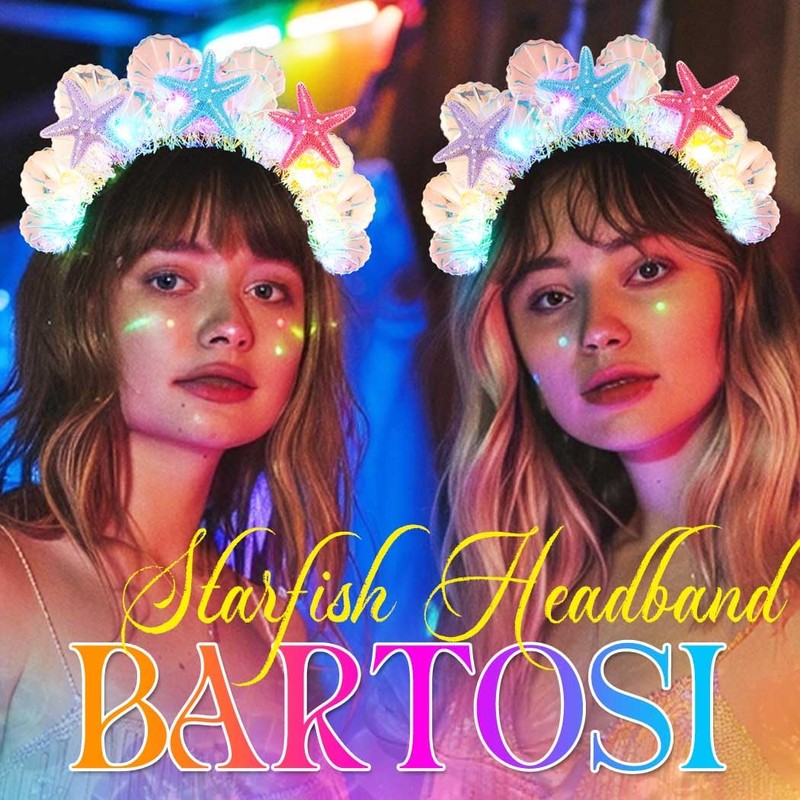 BARTOSI - Diadema de sirena iluminada con luces LED para
