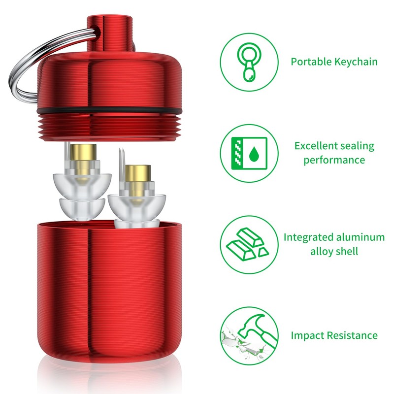 Ear Plug Carrying Case Keychain(2 Pack), Small Waterproof Metal Earplug
