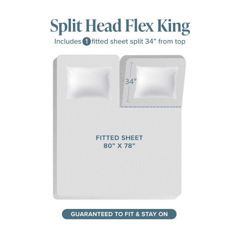 Bare Home 100% Organic Cotton Split Head Flex King Sheet