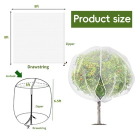 KYRGEU 2Pcs 8x8ft Fruit Tree Covers with Zipper and Drawstring, Durable Garden Mesh Net to Protect Fruit Trees, Apple, Cherry, Peach Trees – Reusable, Lightweight