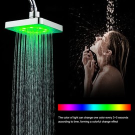 Rain Shower Head with 7 Colors LED Romantic Light, Water-driven Waterfall Showerhead Color Changing, Square Modern Adjustable Shower Heads for Water Bath Home Bathroom