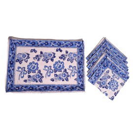 RADHIKA IMPEX - Manteles individuales decorativos de algodón con servilletas, juego de 6 unidades, resistentes y duraderos para comedor, hotel y restaurante (13 x 18 pulgadas)