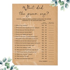 Bridal Shower Games, What Did The Groom Say Bridal Shower Game, Bridal Games for Showers, Set of 30 Cards, Engagement Party Games, Rustic Wedding Shower Games, Wedding Games