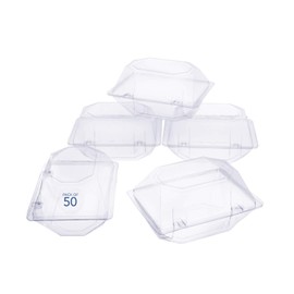 50 Pack Clear Plastic Flower Box for Corsage, Boutonniere, Rose, Orchid Prom Wedding Craft Container 6x5x4