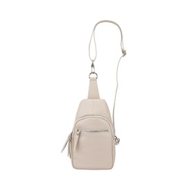 SH Leder Taylor G662 Women's Real Leather Chest Bag Backpack for Festival Travel Medium Waist Bag Crossbody Bag Adjustable Shoulder Strap Women Leather Bag 17 x 28 cm, beige