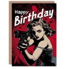 Artery8 Birthday Card Comic Book Woman Spy Sultry Sexy for