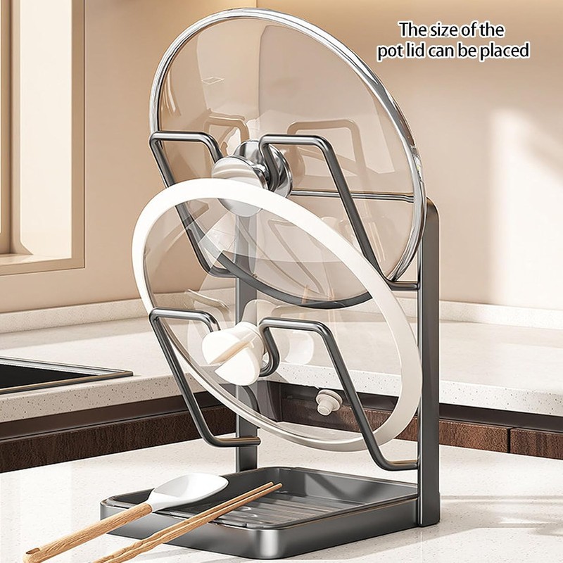 Organizadores de tapas de cocina inoxidables, Dark Gray 1-TIER
