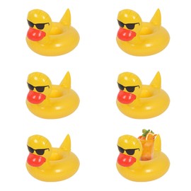 Getränkehalter Pool, 6 Stück Getränkehalter Aufblasbare, Schwimmend Getränkehalter, Aufblasbares Flaschenhalter, Mini Getränkeuntersetzer Set, für Sommer Beachparty Pool Hawaii Party, Gelbe Ente
