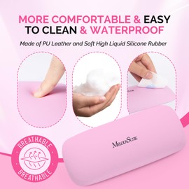 MelodySusie Nail Arm Rest, Portable Manicure Hand Rest, Professional PU Leather Nail Hand Rest Stand for Acrylic Nails, Nail Hand Pillow for Nail Tech Manicurist, Travel Salon Home, Pink