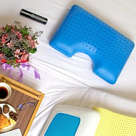 Almohada Cervical Cooling Gel Memory Foam Ortopédica con Curvatura  Almohada Fría para Dormir  Gel Refrescante  Antiácaros Hipoalergénica  Doble...   
