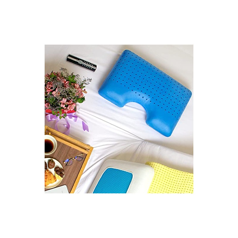 Almohada Cervical Cooling Gel Memory Foam Ortopédica con Curvatura Almohada