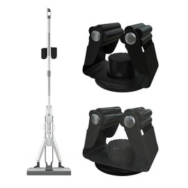 FYWZ Mop Holder Magnetic, Magnetic Broom Holder for Fridge - Heavy Duty Magnetic Broom Holder Black Steel Magnetic Tool Mount for Home, Kitchen, Laundry, Garage, Workshop - 2 Pack/Black+Grey