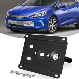 License Plate Holder Front License Plate Bracket No Drill Tow Hook Mount Anti-Theft License Plate Frame Compatible with Chevy Bolt 2016-2022, Volt 2016-2020