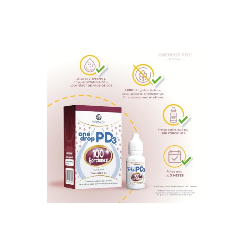 ONEDROP PD3 | Probióticos y Vitamina D3 | Frasco de