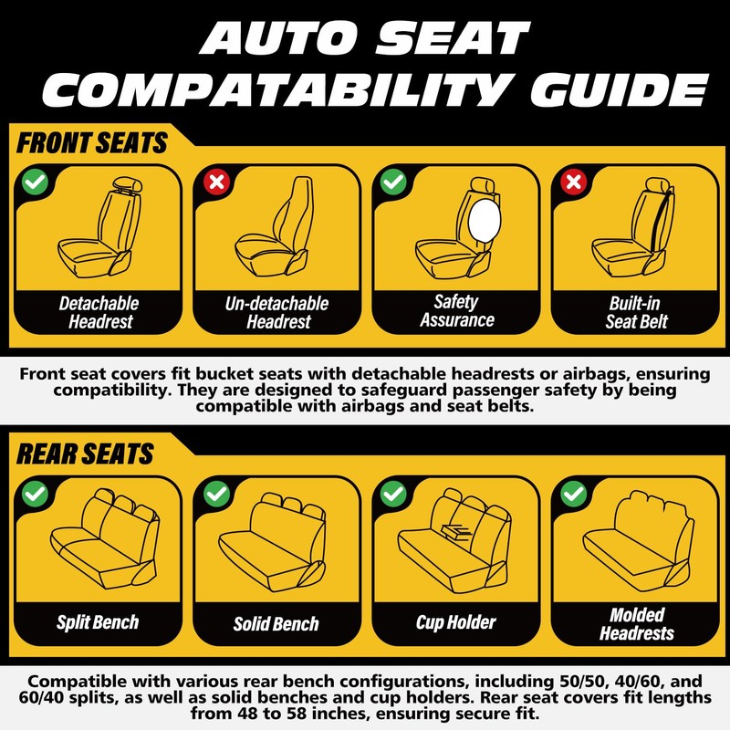 LINGVIDO Car Seat Covers for Front Seats (2 Seats) -