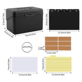 Index Card Box Set,Flash Cards with 230 Assorted,Colourful Lined 15 Card Dividers and Box Set for On The Go Learning Notes Revision Card Holder or Recipe Box