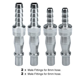 Connectors, Air Connections,12 pcs Air Connections,1/4" BSP Air Line Hose Compressor Fitting Couplings Connector Male Female and Male Fittings for 6, 8 & 10mm Hose