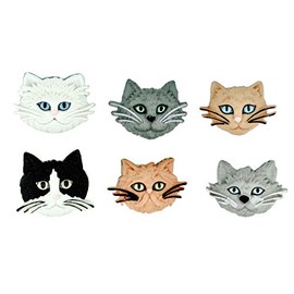 Fuzzy Felines Buttons by Dress it Up Buttons and Embellishments - 5 Pieces