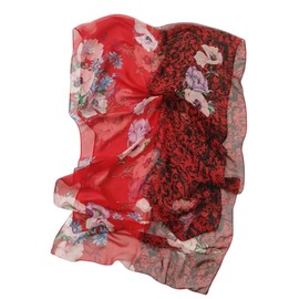 FAIRYGATE Tuch Damen Georgette Blumenmuster Leicht Halstuch Frauen Langschal Elegante Floral Schal Chiffon Stola für Sommer Frühling Ganzjährig 38011