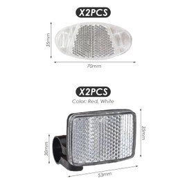 EHDWXVZM Pack of 2 Reflective Rear Lights with 2 Reflective Films, Plastic Reflectors, Night Warning Rear Lights, Suitable for Bicycles and Mountain Bikes