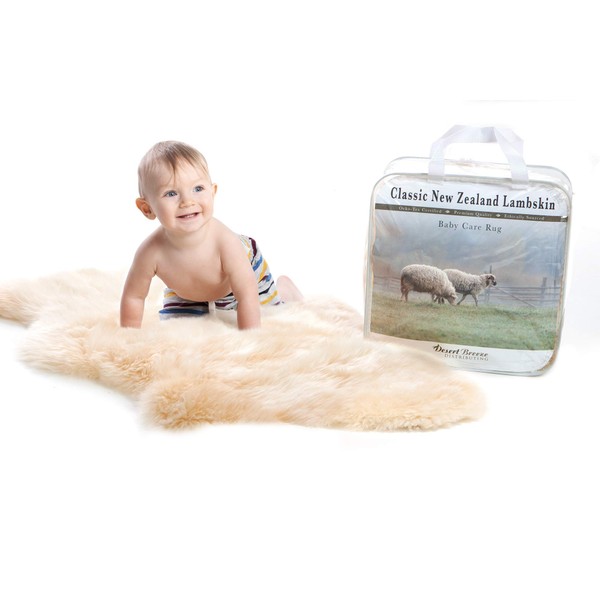 New Zealand Baby Sheepskin, Ethically Sourced, Silky Soft Natural Length Wool, Un-Shorn Baby Care Lambskin Rug, Premium Quality, LRG 34-36 inches in Length