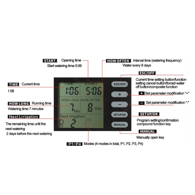 LCD Electronic Garden Digital Water Timer Watering Irrigation Controller with