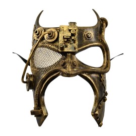 Steampunk Fantasy Aesthetic Silver/Gold Half Face Men Masquerade Custom Mask - Gold