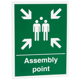 Seco Assembly Point Sign, 150mm x 200mm - 1mm Semi Rigid Plastic, green