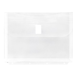 Idena 11126 Document Wallet A4 Plastic Sorting Folder in Transparent with Velcro Fastener and 4 Holes Approx. 31 x 23.7 cm